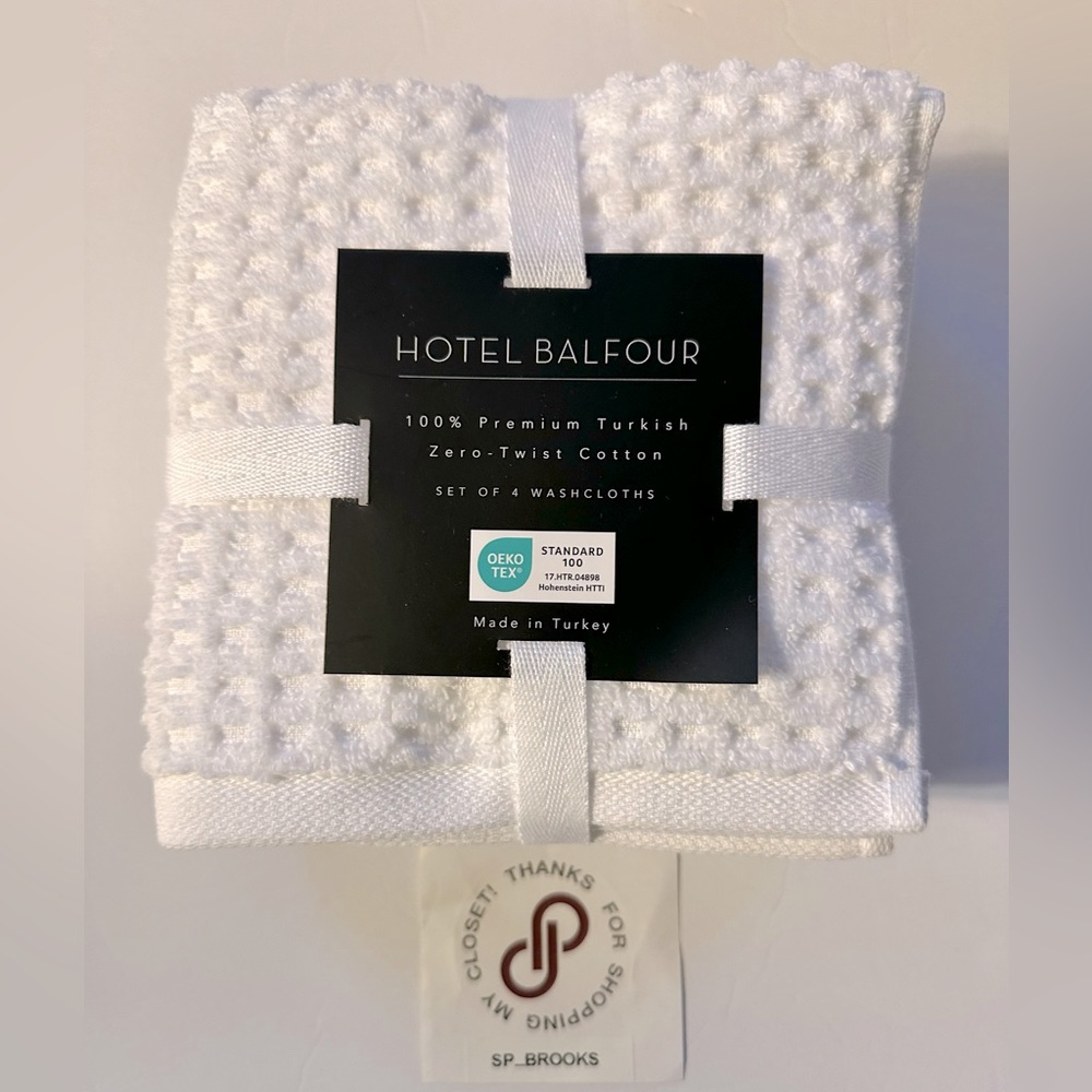 🎁4PC Hotel Balfour Wash Cloth Set - Waffle Textured Zero Twist Cotton